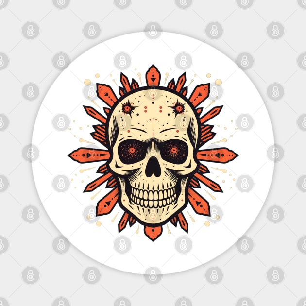 Intricate Skull and Darts Design - Bold Gothic Art with a Punk Rock Edge Magnet by WarFX Designs